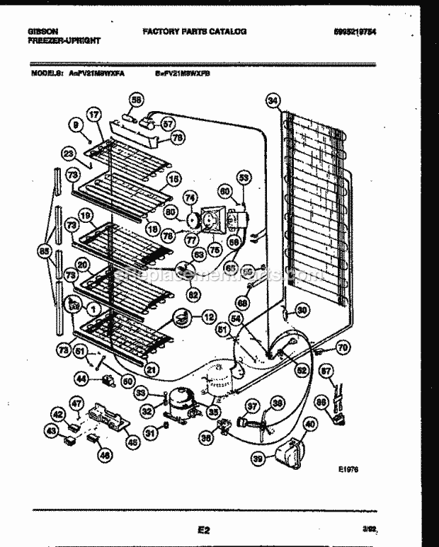 Gibson FV21M8WXFB Upright Freezer - Upright - 5995219754 System and Electrical Parts Diagram