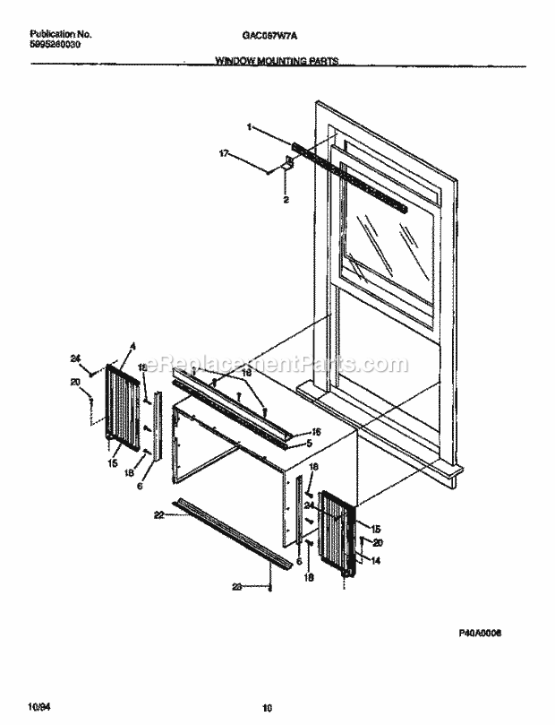 Gibson GAC067W7A1 Room Air Conditioner - 5995260030 Window Mounting Parts Diagram