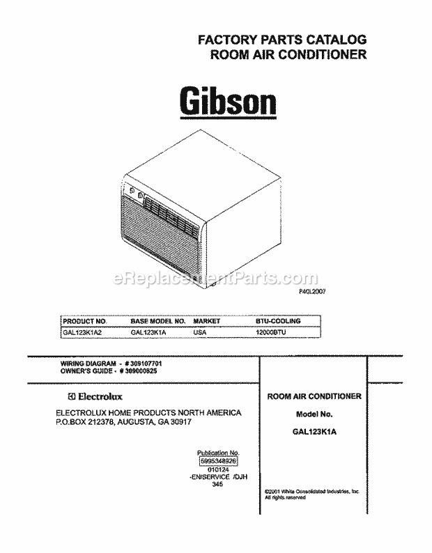 Gibson GAL123K1A2 Air Conditioner Page C Diagram