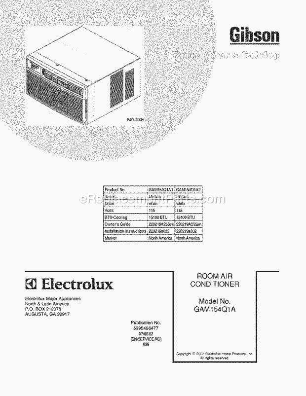 Gibson GAM154Q1A2 Gibson/Air Conditioner Page B Diagram