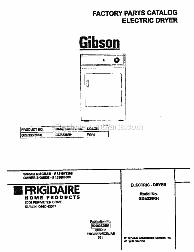 Gibson GDE336RHS0 Residential Dryer-Gibson - P5995332581 Page F Diagram
