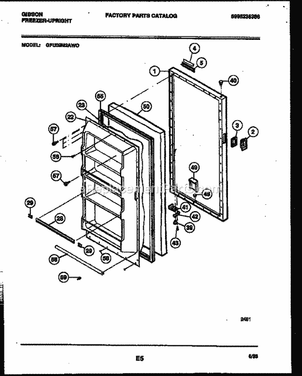 Gibson GFU09M2AW0 Upright Freezer Door Parts Diagram