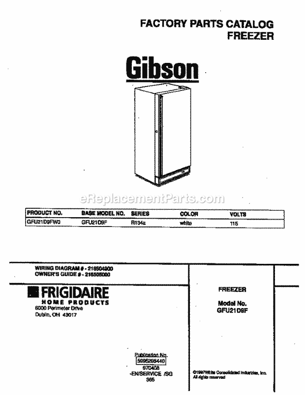Gibson GFU21D9FW0 Upright Gibson Freezer - 5995295440 Page B Diagram