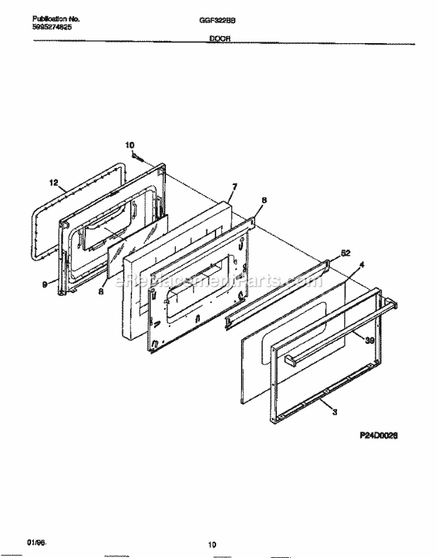 Gibson GGF322BBDD Gas Gas Range - 5995274825 Door Diagram