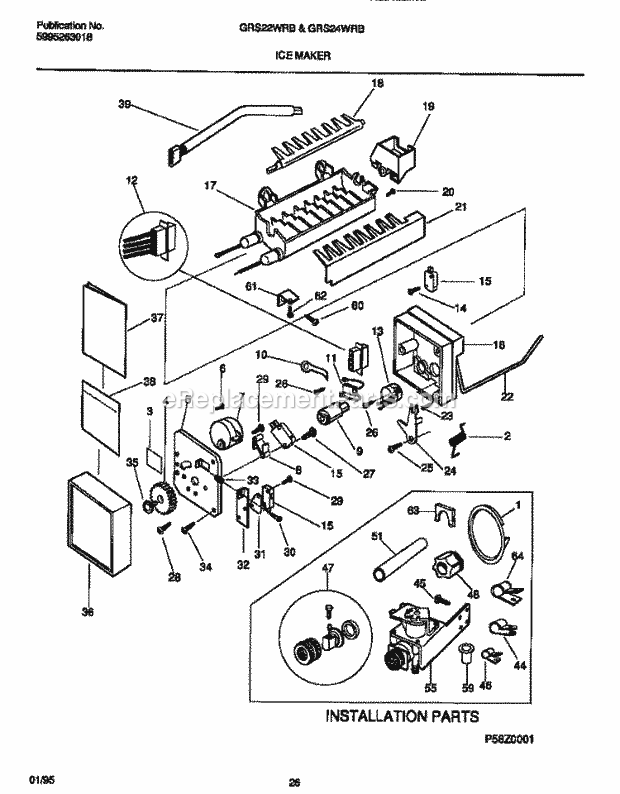 Gibson GRS22WRBW1 Side-By-Side Refrigerator - 5995263018 I.M. Components & Install. Parts Diagram