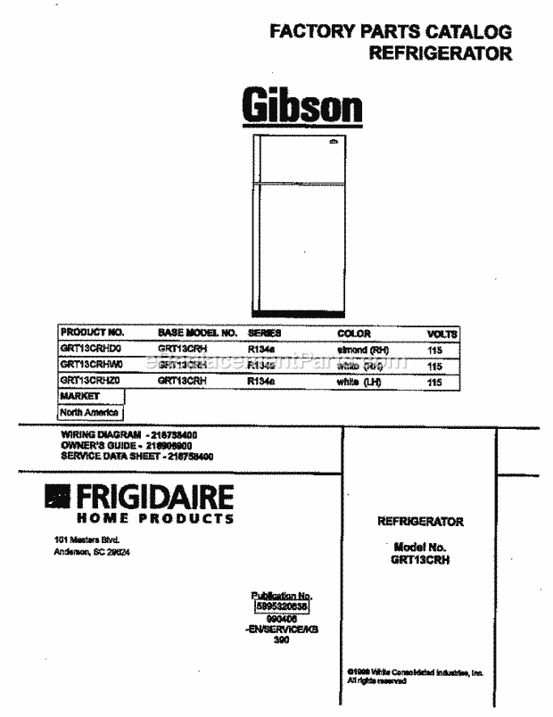 Gibson GRT13CRHD0 Top Freezer Gibson/Refrigerator - P5995320636 Page B Diagram