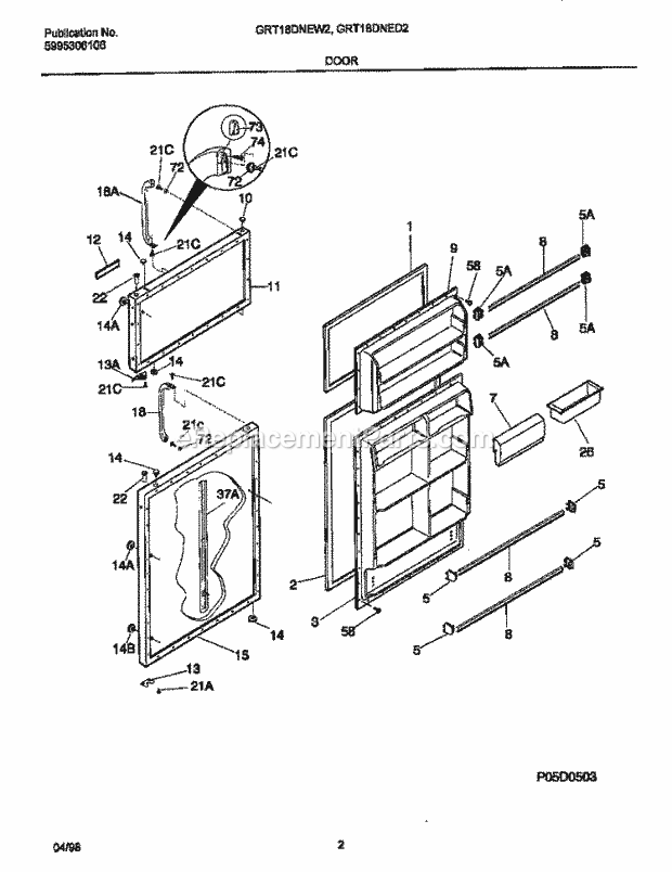 Gibson GRT18DNED2 Top Freezer Gibson/Top-Mount Refrigerator Doors Diagram