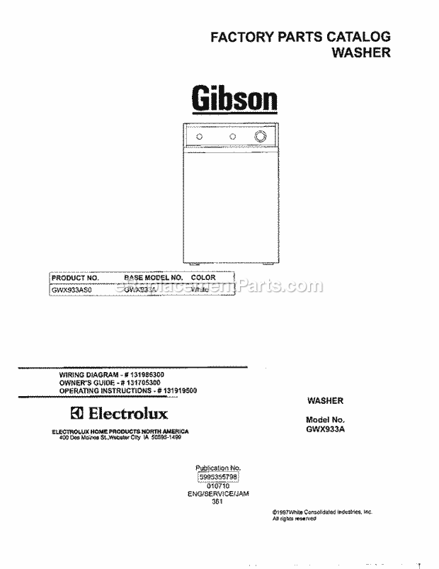 Gibson GWX933AS0 Residential Washer Page F Diagram