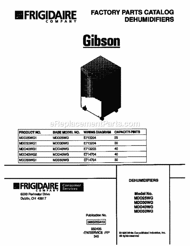 Gibson MDD50WG1 Dehumidifiers - 5995285419 Page B Diagram