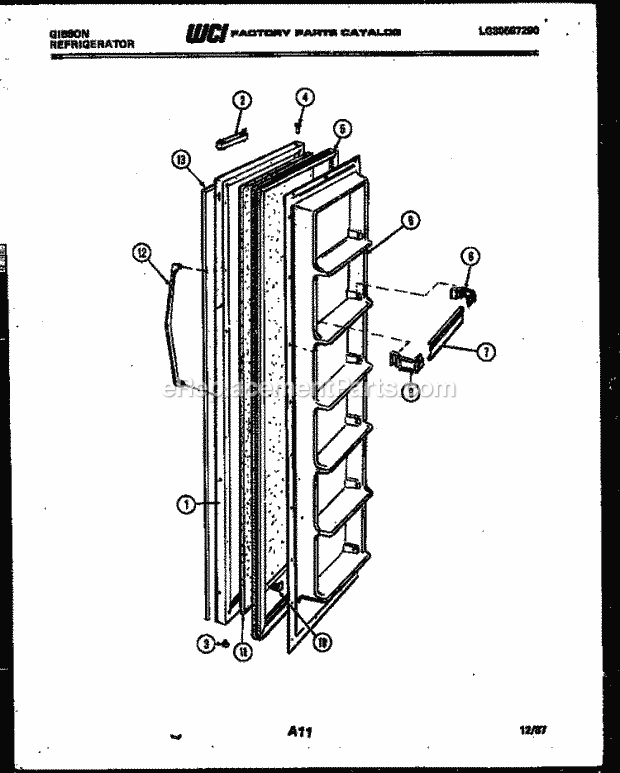 Gibson RS19F6WS1B Side-By-Side Refrigerator-Side by Side - Lg30587290 Freezer Door Parts Diagram