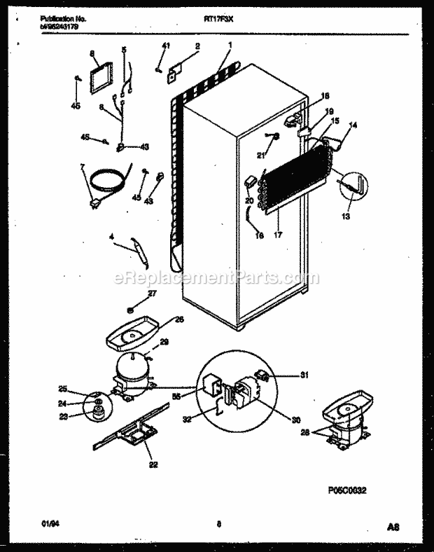 Gibson RT17F3DX4C Top Freezer Top Mount Refrigerator - 5995246179 System and Automatic Defrost Parts Diagram