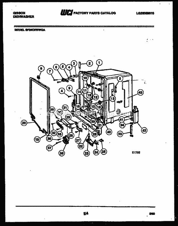 Gibson SP24C6WWGA Dishwasher Inner Tub Parts Diagram
