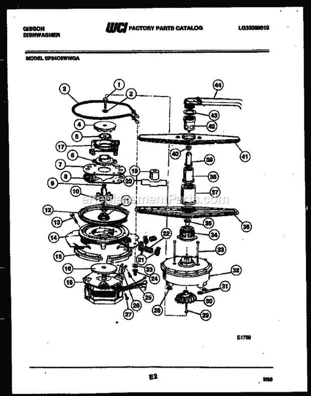 Gibson SP24C6WWGA Dishwasher Motor Pump Parts Diagram