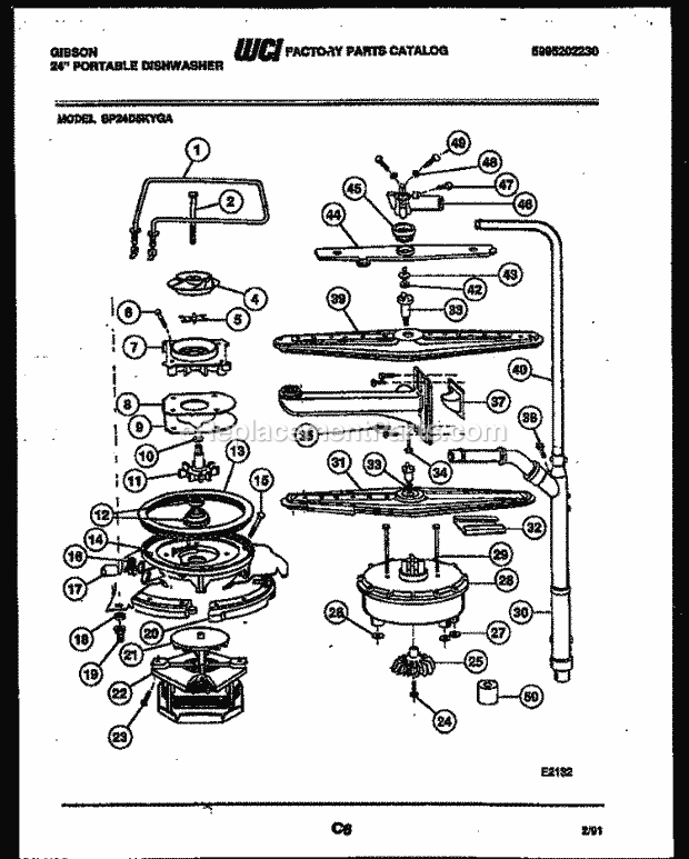Gibson SP24D5KYGA Dishwasher Motor Pump Parts Diagram