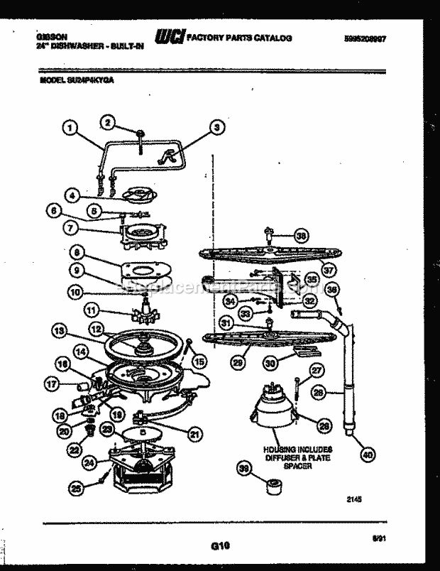 Gibson SU24P4KYGA Dishwasher Motor Pump Parts Diagram