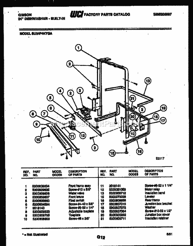 Gibson SU24P4KYGA Dishwasher Power Dry and Motor Parts Diagram