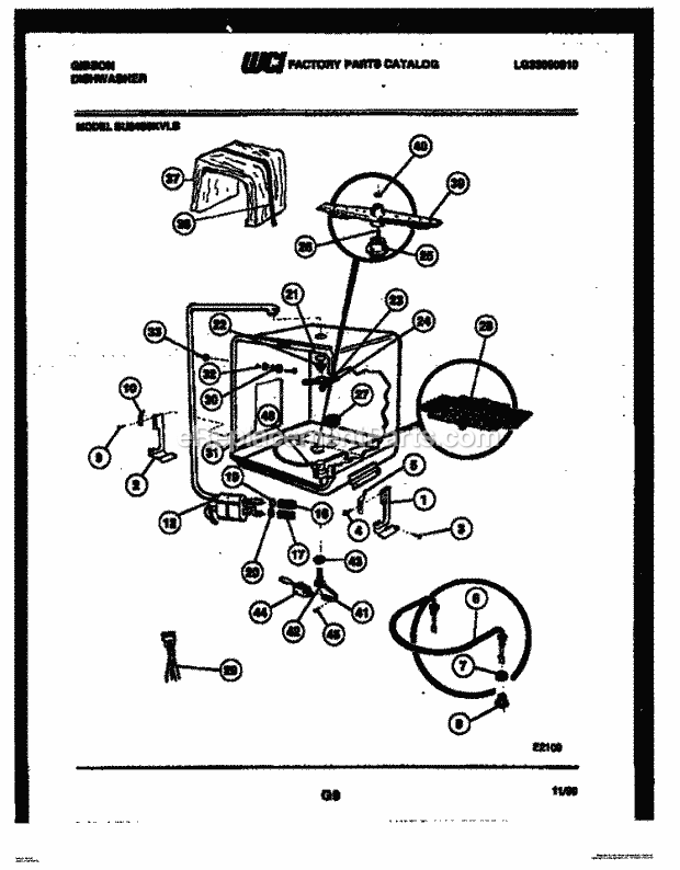 Gibson SU24S8KVLB Dishwasher Inner Tub Parts Diagram