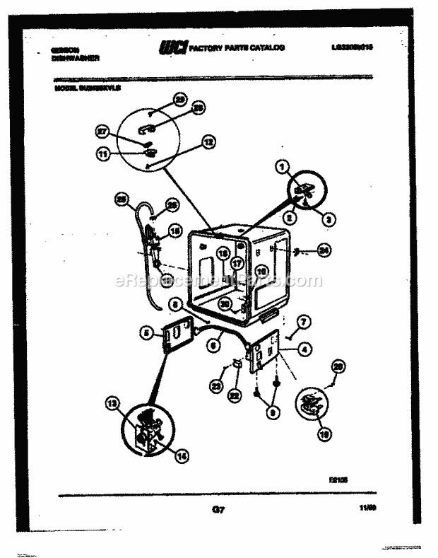 Gibson SU24S8KVLB Dishwasher Tub and Frame Parts Diagram