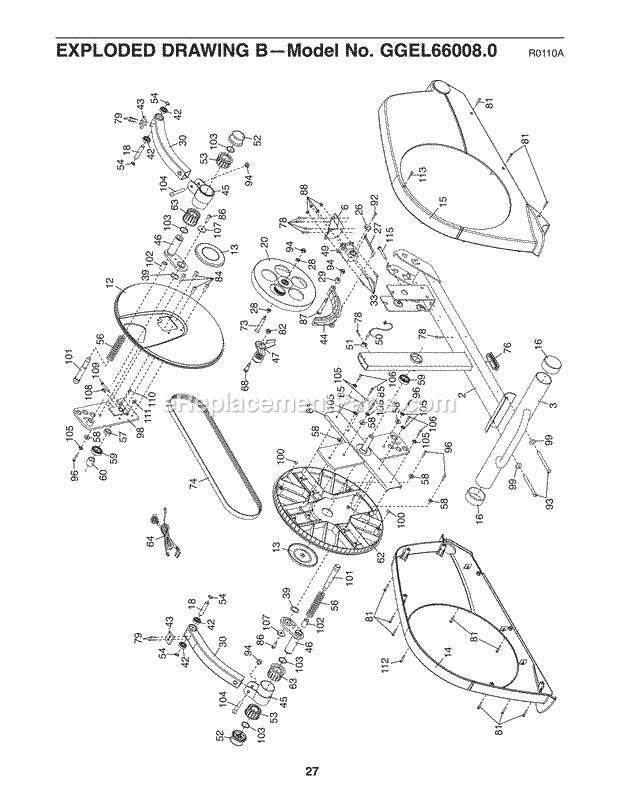 Golds Gym GGEL66008.0 Maxx Stridetrainer 680 Elliptical Page B Diagram