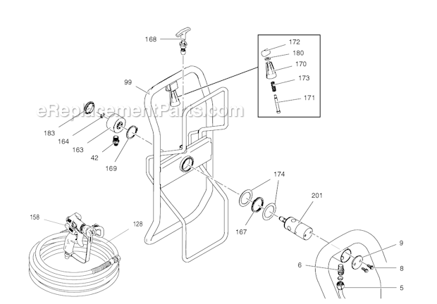 Graco 258723 (Hi-Boy) Ultra Max II Electric 795 Airless Sprayer Hose And Gun Diagram