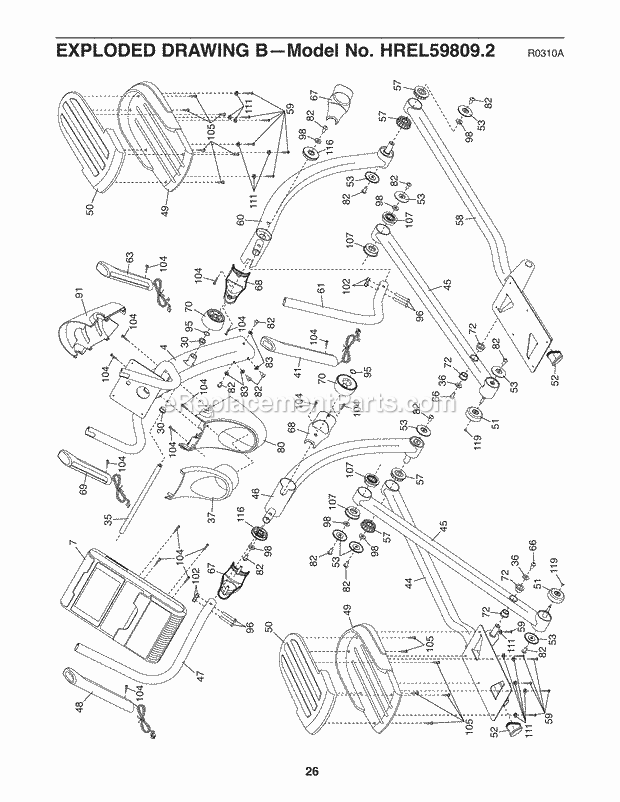 HealthRider HREL59809.2 Stride Trainer 900 Elliptical Page B Diagram