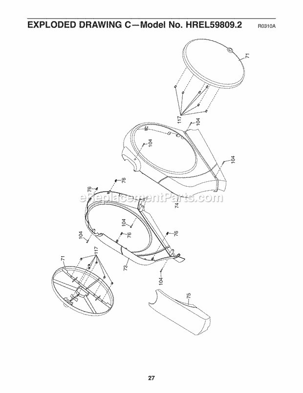 HealthRider HREL59809.2 Stride Trainer 900 Elliptical Page C Diagram