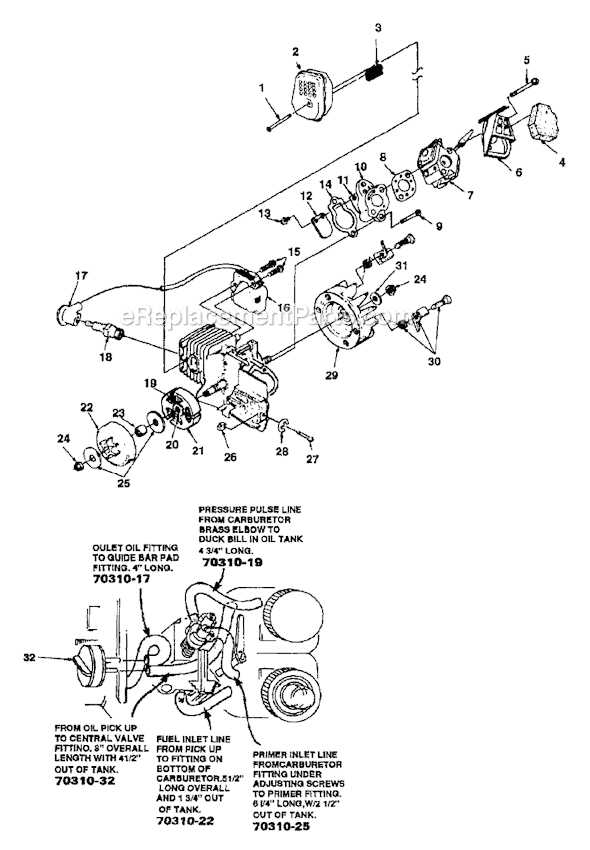 Homelite 180 (UT-10721-B) Chainsaw Page E Diagram
