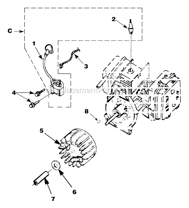 Homelite HB180V (UT-08010-B) Blower Ignition With Rotor Diagram