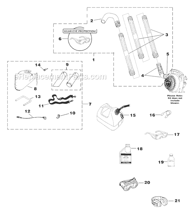 Homelite HB180V (UT-08010-E) Blower Tubes - Accessories Diagram