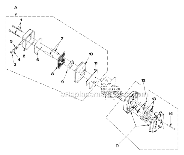 Homelite UT-08026-C BX90 Blower Muffler And Air Cleaner Diagram