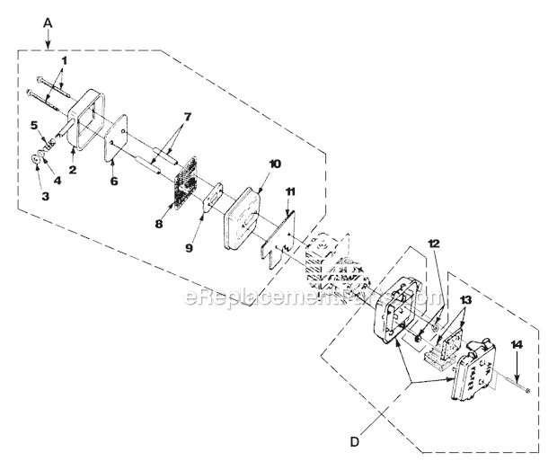 Homelite UT-08074-A (Yardvark) Blower Muffler And Air Cleaner Diagram