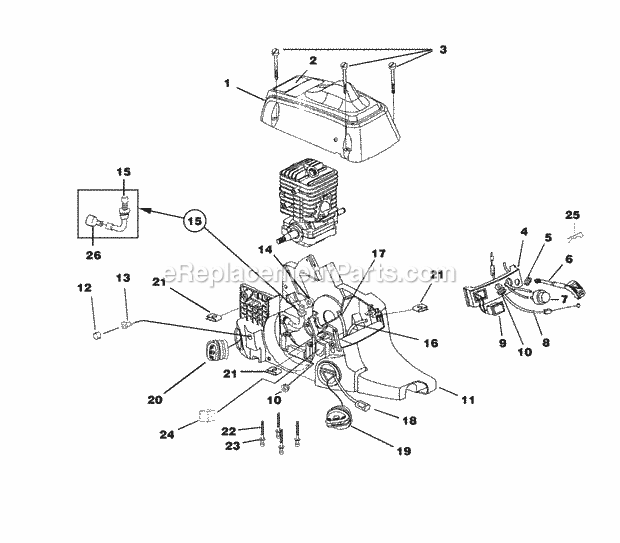 Homelite UT-10770 D3850BC Chain Saw Engine_Housing_-_Fuel_Tank_-_Oil_Tank Diagram