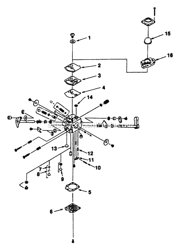 Homelite UT-15086-C HBC30B String Trimmer Carburetor_Walbro Diagram