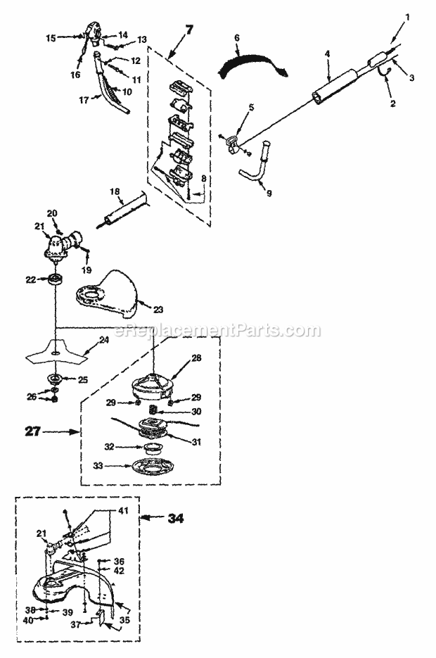 Homelite UT-15089-R PBC3600 String Trimmer Handle-Throttle-Drveshaft-Gearhd-Strnghd-Dflector-Blade-Harness_Part_2 Diagram