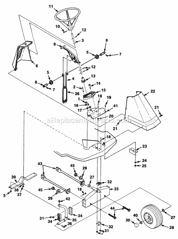 Homelite UT-32021 JR1030E Riding Mower Steering_And_Mower_Lift Diagram