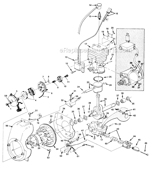 Homelite UT-35020-A 420 Snowblower Engine Diagram