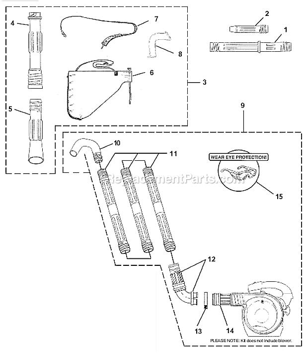 Homelite UT08052C Gas Blower Tubes-Strap-Accessories Diagram