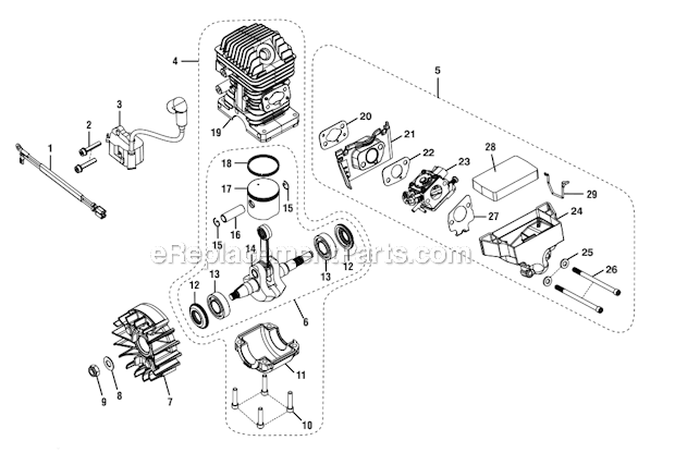 Homelite UT10542 14 in. 35cc Chain Saw Page D Diagram