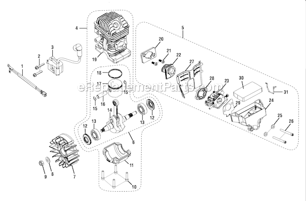 Homelite UT10566 16 In. 38cc Chainsaw Page D Diagram