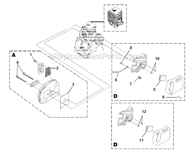 Homelite UT15169 (Versa Tool) Zip Start Trimmer Muffler - Air Cleaner Diagram