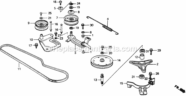 Honda CD3009 (Type A)(VIN# 1000001-9999999) Riding Mower Cutter_Pulley_(Cd3009) Diagram