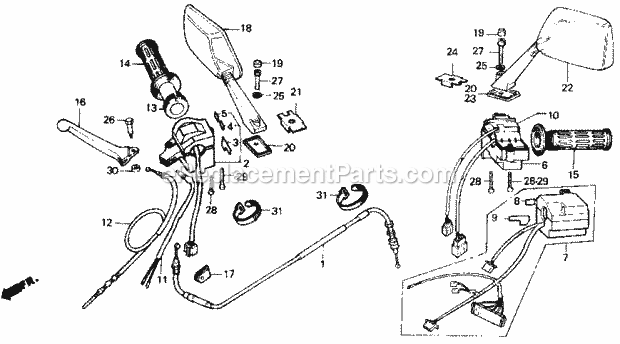 Honda CH150 (1985) Scooter Cable 85-86 Diagram