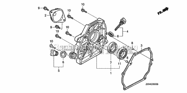 Honda EB3000CK2 (Type A)(VIN# GCBUT-1000001-9999999) Generator Crankcase Cover Diagram