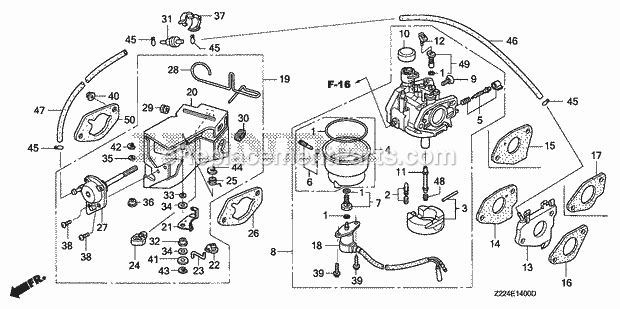 Honda EB5000XK2 (Type AN)(VIN# GC05-3600001-9999999) Generator Carburetor (1) Diagram