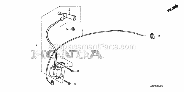 Honda EB6500X (Type AC)(VIN# GCAA-3400001-9999999) Generator Ignition Coil (1) Diagram