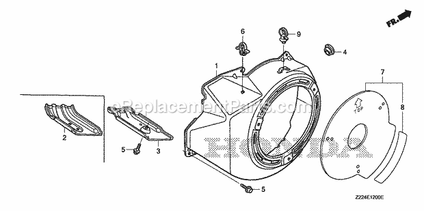 Honda EB6500X (Type AC)(VIN# GCAA-3400001-9999999) Generator Fan Cover (1) Diagram