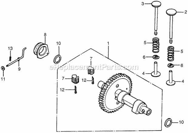 Honda ED1000 (Type A)(VIN# G200-1000001-9999999) Generator Camshaft, Valves Diagram