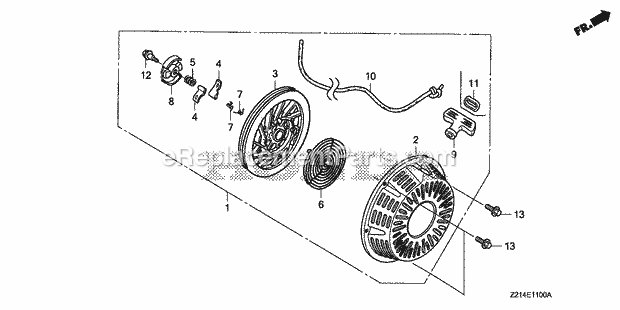 Honda EM3800SX (Type A)(VIN# GC04-4400001-9999999) Generator Recoil Starter (1) Diagram