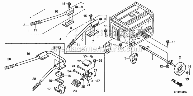 Honda EM4000SX (Type AT)(VIN# GCBHT-1000001-9999999) Generator Handle, Wheel Diagram