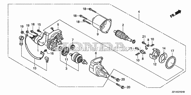 Honda EM5000SXK2 (Type ACH)(VIN# GCAEH-1-9999999) Generator Starter Motor (Em5000sxk2, Em6500sxk1) Diagram